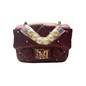 Badgley Mischka Quilted Wine Crossbody Bag NWT | Pearl Handle | $129 MSRP